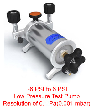 -6 to 6 PSI Test Pump – resolution: 0.1 Pa(0.001 mbar)