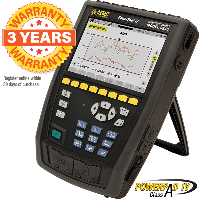 AEMC PowerPad® IV Model 8345 Power Quality Analyzer